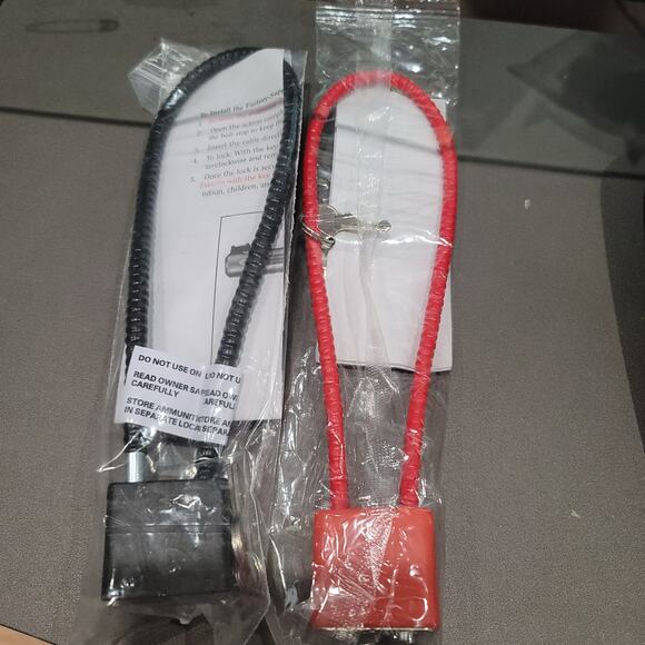 Gun Cable Locks Set of 2 Red and Black - Picture 2 of 2